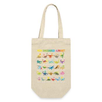 Dinosaurier Alphabet ABC Kinder Lernen Dino Motiv - Geschenkbeutel für Flaschen - Natur - Vorne