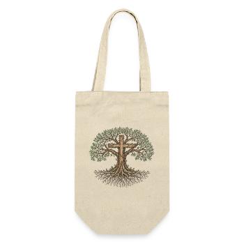 Lebensbaum Kreuz Christliches Symbol - Geschenkbeutel für Flaschen - Natur - Vorne