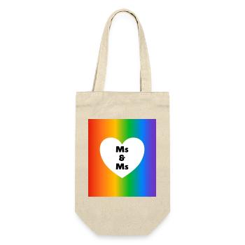 Frau & Frau Pride Heart on Rainbow – lesbische Hochzeit - Geschenkbeutel für Flaschen - Natur - Vorne