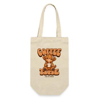 Süßes Hochlandrind Kaffee T-Shirt – Coffee Time - Geschenkbeutel für Flaschen - Natur - Vorne