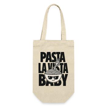 Pasta La Vista Baby – Spaghetti mit Sonnenbrille - Geschenkbeutel für Flaschen - Natur - Vorne