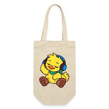 Happy Duck mit Kopfhörern - Geschenkbeutel für Flaschen - Natur - Vorne