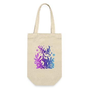 Winterhirsche mit Farbverlauf und Ornamenten - Geschenkbeutel für Flaschen - Natur - Vorne