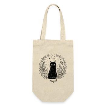 Schwarze Katze Magical Mond Mystisch Cottagecore - Geschenkbeutel für Flaschen - Natur - Vorne