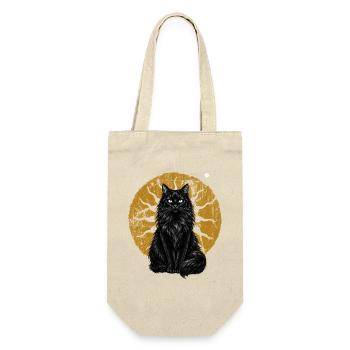 Schwarze Katze Magical Mond Mystisch Cottagecore - Geschenkbeutel für Flaschen - Natur - Vorne