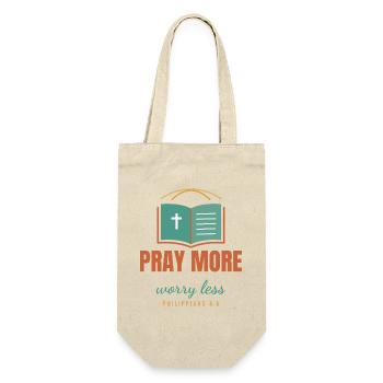Pray More Worry Less – Philippians 4:6 - Geschenkbeutel für Flaschen - Natur - Vorne