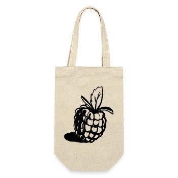 Himbeere Design klassisch - Geschenkbeutel für Flaschen - Natur - Vorne