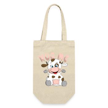 Hug me Kuh - Geschenkbeutel für Flaschen - Natur - Vorne