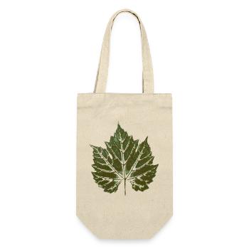 Weinblatt GRÜN - Blattdruck - WINZER & GARTEN - Geschenkbeutel für Flaschen - Natur - Vorne