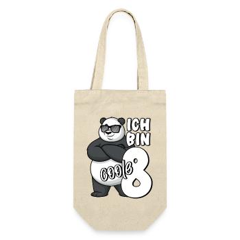 8. Geburtstag Junge 8 Jahre Panda Ich bin coole 8 - Geschenkbeutel für Flaschen - Natur - Vorne