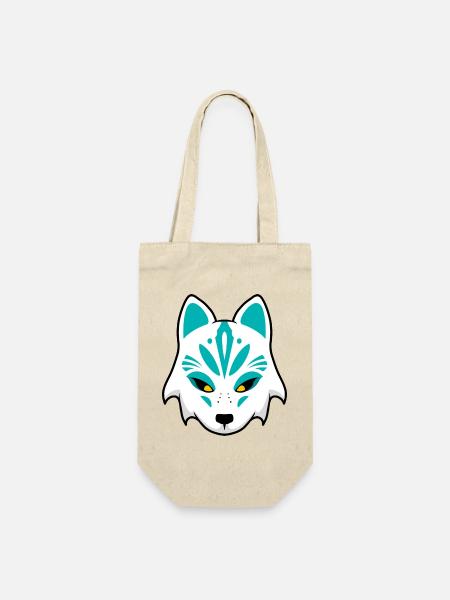 Teal Wolf Maske - Geschenkbeutel für Flaschen - Natur
