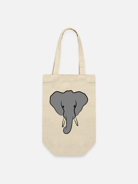 Elephant Head Minimalist - Gift Bag for Bottles - nature