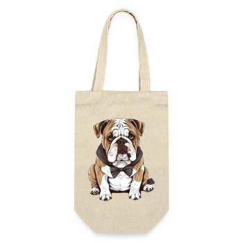 Französische Bulldogge - Geschenkbeutel für Flaschen - Natur - Vorne