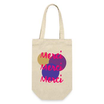 MERCI. THANKS. THANK YOU. ANNIVERSAIRE. NAISSANCE. - Sac à bouteille - nature - Devant