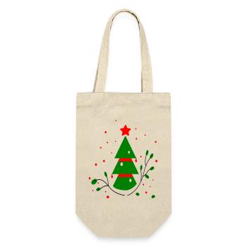 Weihnachten, Tannenbaum - Geschenkbeutel für Flaschen - Natur - Vorne