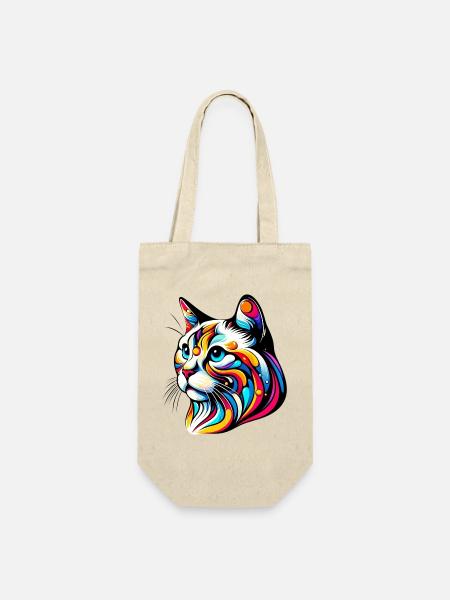 Katze - Geschenkbeutel für Flaschen - Natur