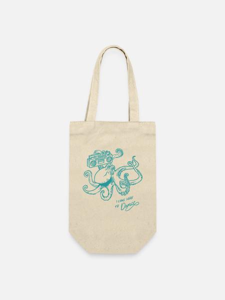 Tanzender Oktopus Retro Vintage Groovy Line Grafik - Geschenkbeutel für Flaschen - Natur