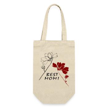 Best Mom - Geschenkbeutel für Flaschen - Natur - Vorne