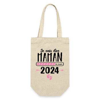 Je vais être maman en 2024 annonce naissance bébé - Sac à bouteille - nature - Devant