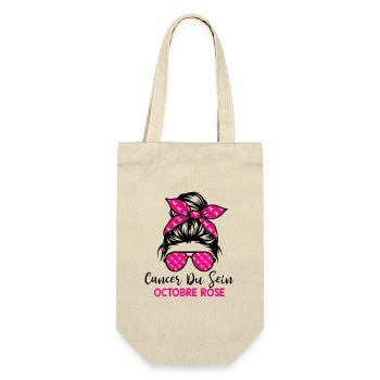 Cancer du Sein Octobre Rose Ruban Femme Sensibilis - Sac à bouteille - nature - Devant