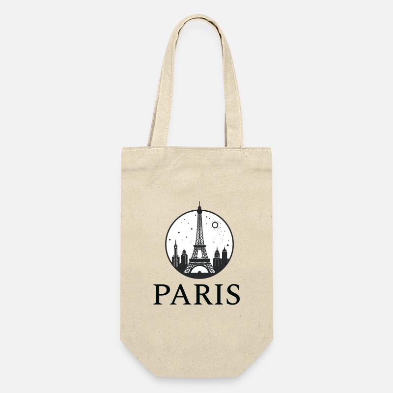 Paris Eiffelturm Silhouette im Kreis - Geschenkbeutel für Flaschen - Natur