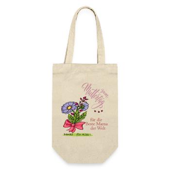Muttertag, beste Mama der Welt - Geschenkbeutel für Flaschen - Natur - Vorne