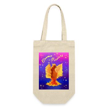 Ein orangefarbener kosmischer Cyber-Vogel - Geschenkbeutel für Flaschen - Natur - Vorne