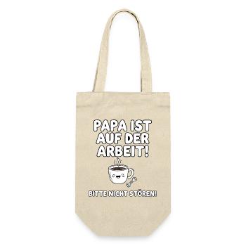 Papa Ist Auf Der Arbeit Kaffee Humor - Geschenkbeutel für Flaschen - Natur - Vorne