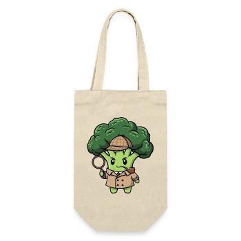 Süßer Brokkoli Detektiv Spion Cartoon Vegetarisch - Geschenkbeutel für Flaschen - Natur - Vorne