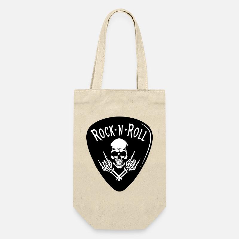 Crâne Rock N Roll Sur Noir - Sac à bouteille - nature