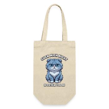 Guck mich nicht so an – Cartoon-Katze - Geschenkbeutel für Flaschen - Natur - Vorne