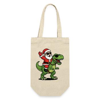 Christmas T Rex with Santa Swag - Gift Bag for Bottles - nature - Front