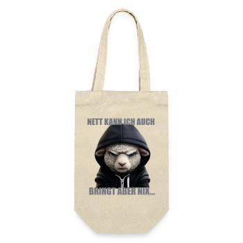 Nett kann ich auch – Bring nix - Geschenkbeutel für Flaschen - Natur - Vorne