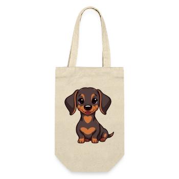 Dachshund Baby - Geschenkbeutel für Flaschen - Natur - Vorne