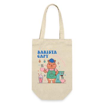 Capy Barista Coffee Shop Charme - Geschenkbeutel für Flaschen - Natur - Vorne
