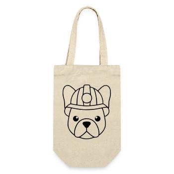 Frenchie Bergarbeiter Helm Lampe - Geschenkbeutel für Flaschen - Natur - Vorne