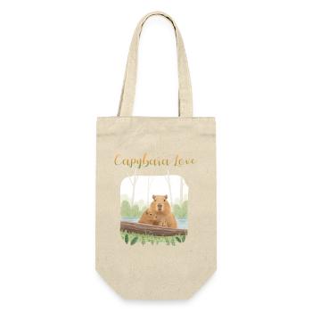 T-Shirt-Design „Capybara Love“ - Geschenkbeutel für Flaschen - Natur - Vorne