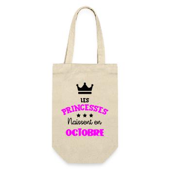 Princesse née en Octobre Cadeau Anniversaire - Sac à bouteille - nature - Devant