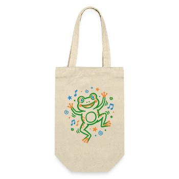 Tanzender Frosch mit Musik - Geschenkbeutel für Flaschen - Natur - Vorne