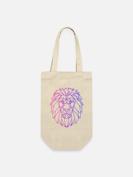 Löwen T-Shirt Neon – Lion Shirt Herren Damen - Geschenkbeutel für Flaschen - Natur