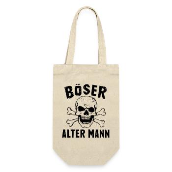 Böser alter Mann Totenkopf Lustiges Skull Vintage - Geschenkbeutel für Flaschen - Natur - Vorne