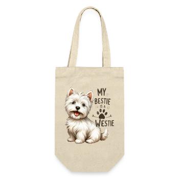 Westie Bestie Süßes West Highland Terrier-Design - Geschenkbeutel für Flaschen - Natur - Vorne