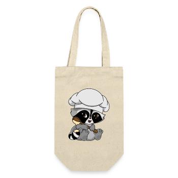 Snuggles der Waschbär als Bäcker - Geschenkbeutel für Flaschen - Natur - Vorne