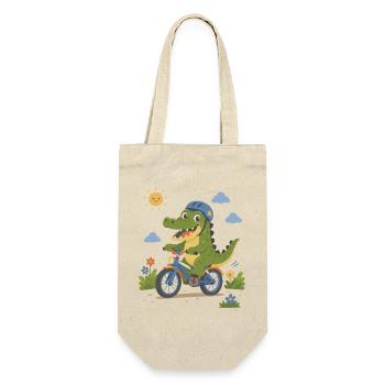 Crocodile faisant du vélo avec un casque - Sac à bouteille - nature - Devant
