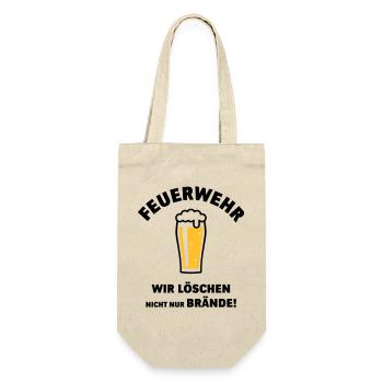 Feuerwehr – Wir Löschen Nicht Nur Brände! POS - Geschenkbeutel für Flaschen - Natur - Vorne