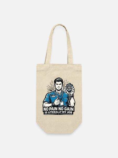No Pain No Gain Ist Mein Job PT Design - Geschenkbeutel für Flaschen - Natur