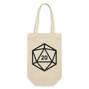 D20 Wuerfel Rollenspiel Grafik - Geschenkbeutel für Flaschen - Natur - Vorne