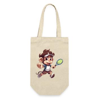 Tennis spielender Affe Schimpanse Cartoon - Geschenkbeutel für Flaschen - Natur - Vorne