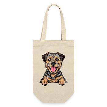 Border Terrier - Geschenkbeutel für Flaschen - Natur - Vorne