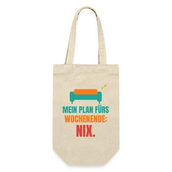 Mein Plan fürs Wochenende: Nix. - Geschenkbeutel für Flaschen - Natur - Vorne